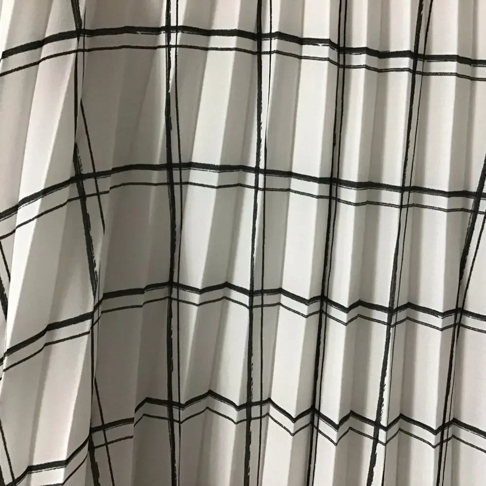 C by One Window Pane Black & White Plaid Pleated Skirt